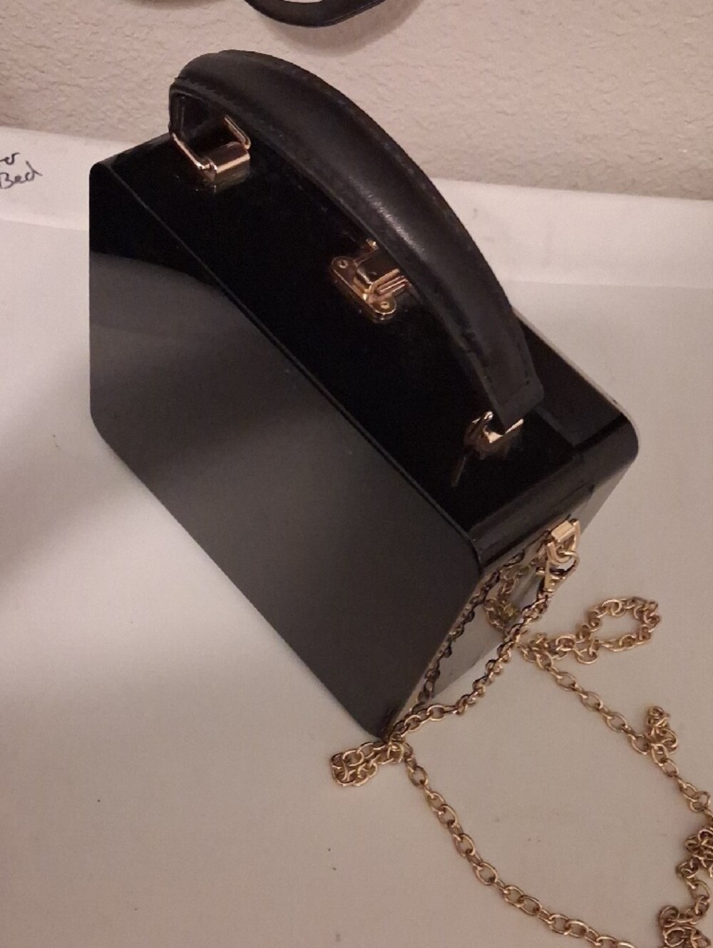 Statement Graphic Box Bag in Black & White with Red Accent - Picture 3 of 5